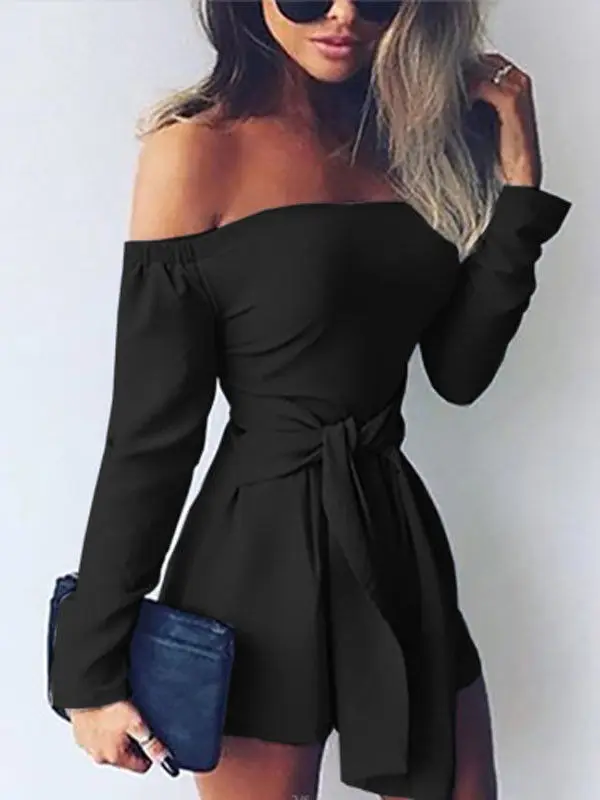 2018 جديد حار الأزياء عالية الجودة النساء عطلة Clubwear الصيف قصيرة بذلة Playsuit رومبير ارتداءها فستان الشمس