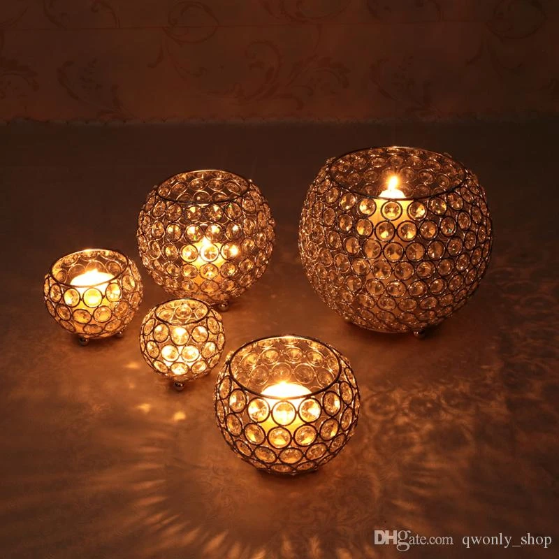 Crystal Tea Light Candle Holders For Wedding Table Centerpieces Dining Room Christmas Home Decorative Lantern Silver Gold Party Diy Decorations Aliexpress