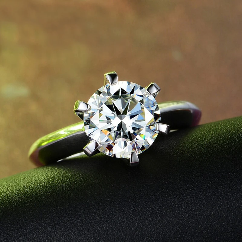 Luxury Brand 100% 925 Sterling Silver Wedding Rings 1.5 Carat CZ