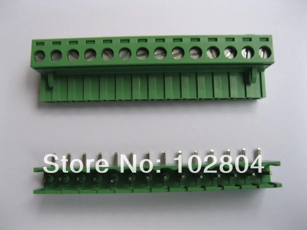 

30 Pcs Pitch 5.08mm Angle 14way/pin Screw Terminal Block Connector Green Color L Pluggable Type