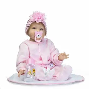 

22 inches 55cm Handmade Lifelike Baby Girl Doll Silicone Vinyl Reborn Newborn Dolls Christmas bebe birthday gifts for children