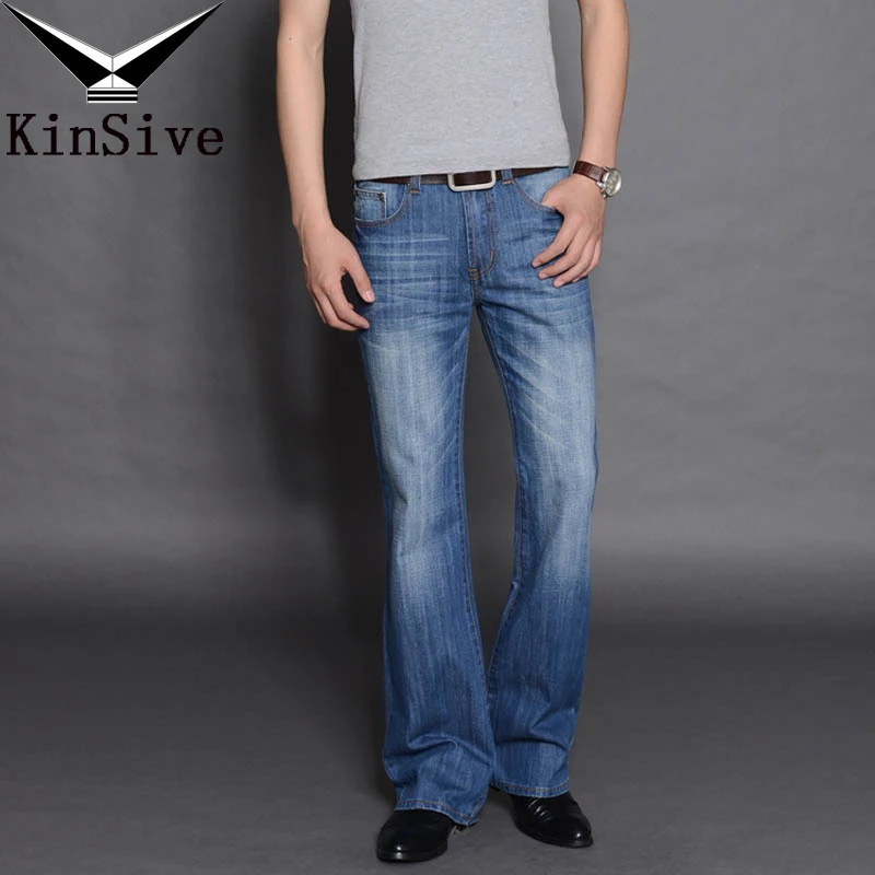 

Men Clothes 2019 Fashion Big Flared Jeans Boot Cut Leg Flared Loose Male Designer Classic Denim Trousers Men Bell Bottom Jeans