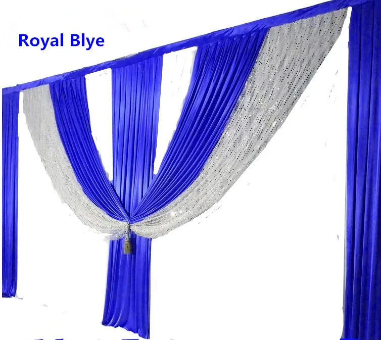 

Elegant 6M length royal blue sequins wedding swags for backdrop curtain drapes party stage wedding decoration