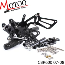 Motoo-полный ЧПУ Алюминиевый Мотоцикл Регулируемые задние наборы подножки для HONDA CBR600RR 2007-2008