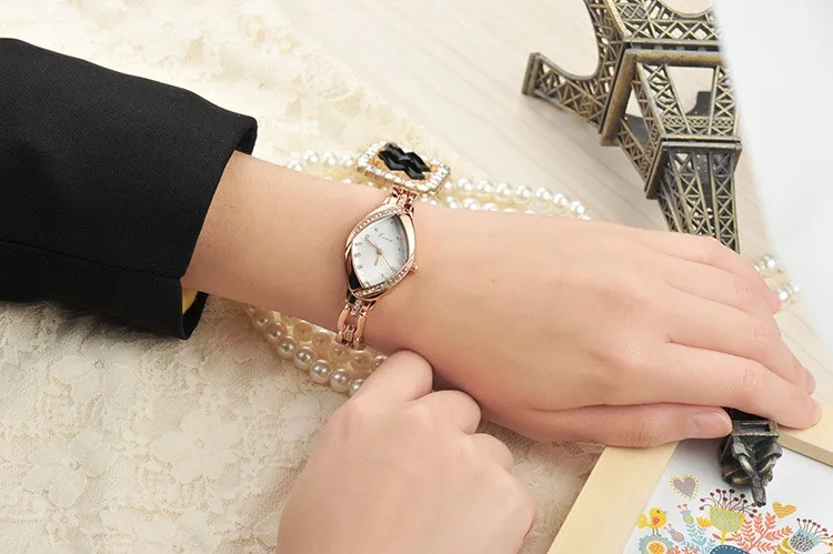 Kimio Роскошные Брендовые женские часы тонкой Кристалл циферблат для женщин ангельские глазки браслет часы нержавеющая сталь подарок с