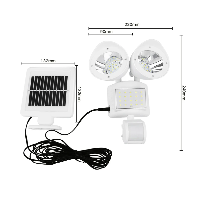 Solar Powered Motion Sensor Lights 42 LED Three Head Spotlight Spot Light Outdoor Floodlight Yard Light For Home Garden Yard(white)(3)