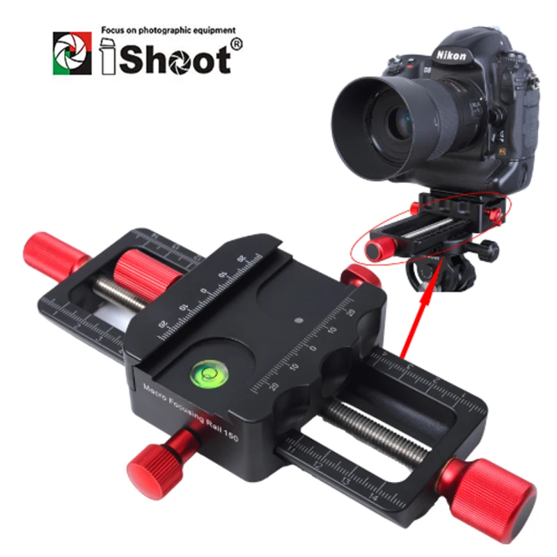 iShoot 150mm 4-way Macro Focusing Rail Slider Close-up Head With Arca-Swiss Fit Clamp Quick Release Plate for Tripod Ballhead