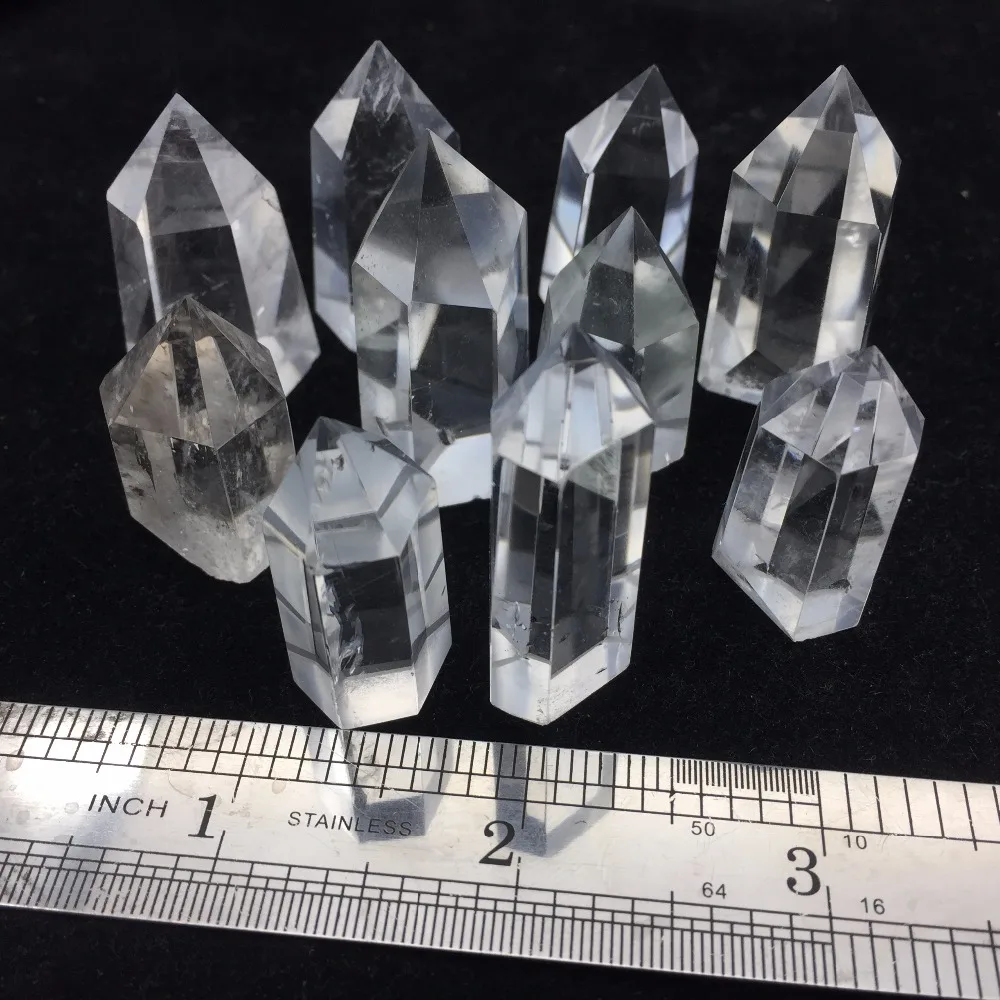 

2019 Hot Sale 10pcs a lots Transparent Quartz Crystal Reiki Point Wand Healing Quartz Crystals Polished feng shui gift