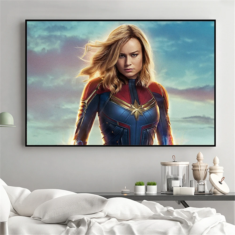

Canvas Paintings On the Wall Movie Poster Captain Marvel Art Print For Bedroom Decoration Home Kids Wall Art Pictures