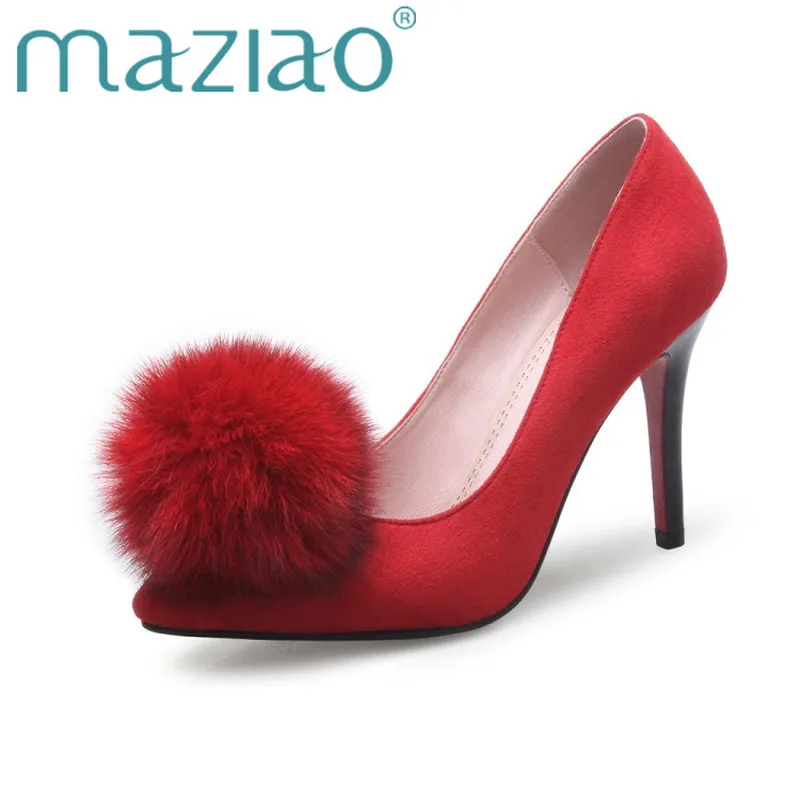 

MAZIAO Luxury Designer Women Shoes 2019 High Heels Pointed Toe Feather Pumps Lady Sexy Party Shoes Stiletto Pumps Zapatos Mujer