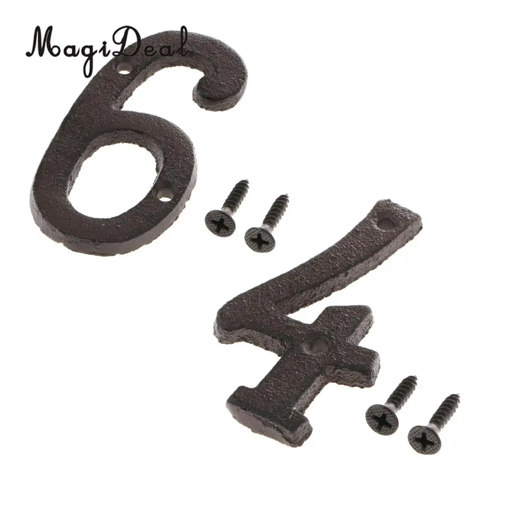 2pcs Rustic House Office Door Plaque Address Arabic Number Digit Plate Sign Plaque 4 6