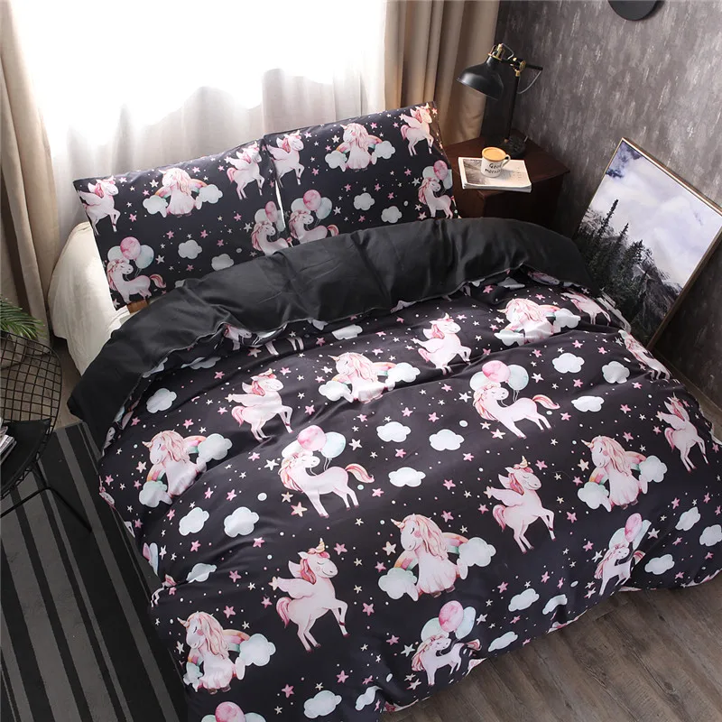 

Unicorn Bedding Three-piece set of children's home spinning maute large polyester fiber can be customized without bed linen