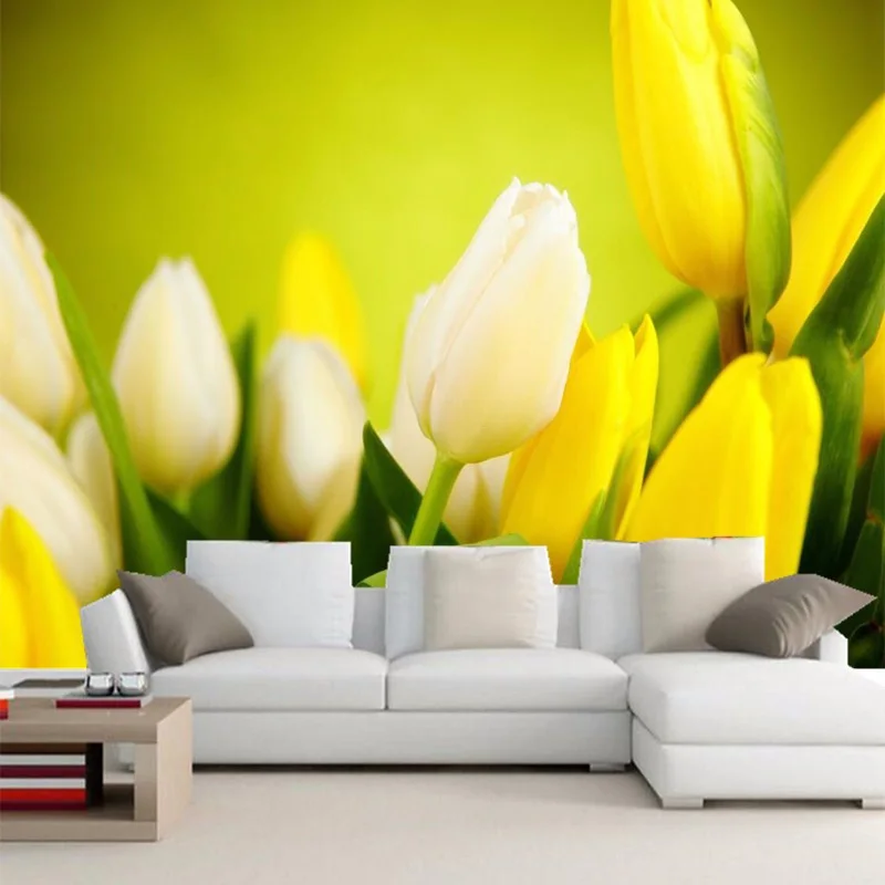 

3D Wallpaper Beautiful Flowers Yellow Tulips Photo Murals Living Room Dining Room Modern Simple Decor Wall Painting Papel Mural