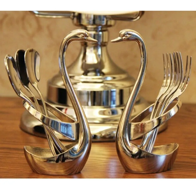 1PC Swan Dinnerware Sets Fork Holder Wedding Party Fruit Tableware Set