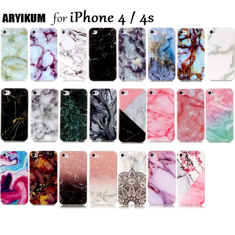 

For Coque iPhone 4 4s Apple Case etui i Phone 4 TPU Case Silicone Marble Phone Black Back Case Cover For iPhone4 iPhone4s Capas