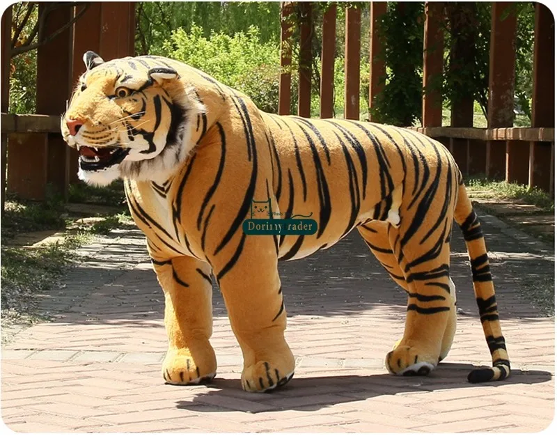 Dorimytrader 110cm Huge Simulated Forest Animal Tiger Plush Toy 43'' Large Stuffed Simulated Tiger Doll Great House Decoration DY60728 (6)