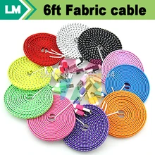 1000 шт./партия, 2 м, 6 футов, хорошее качество, плоская ткань, Micro V8, usb кабель для зарядки и синхронизации данных для samsung для htc