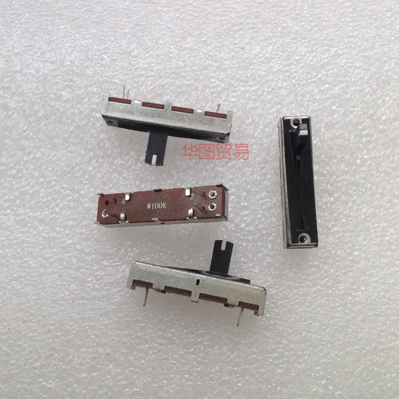 

1pcs 35mm single linear slide potentiometer fader W100K / stroke 20mm with white point / handle length 10mm / mono mixer fader
