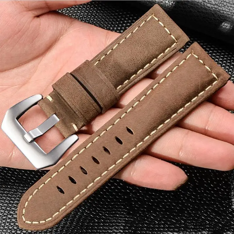 4 Colors Fashion Watch Band Genuine Leather Straps 26mm Watch Accessories High Quality Brown Colors Watchbands Watch Strap - Цвет ремешка: Светло-коричневый