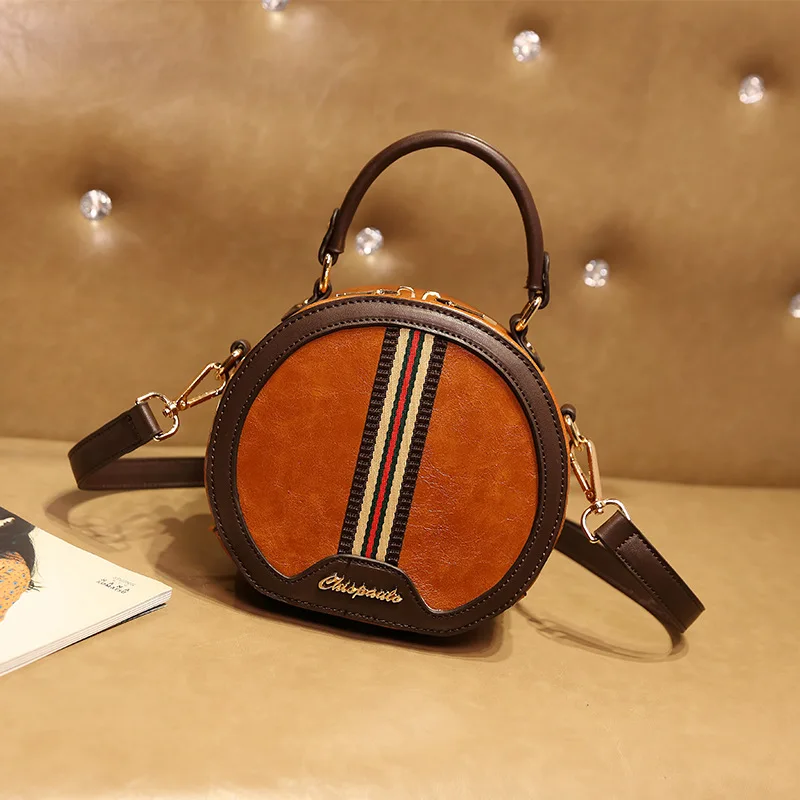 

Circular summer bags for women 2019 PU Leather Women Bags Retro Handbag Small Round Women Shoulder Mini Bag messenger bag