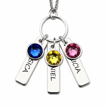 

Custom Name Necklace Costume Letter Bar Pendant with Birthstones Sterling Silver 925 Jewelry Female Necklaces for Mom Naszyjnik