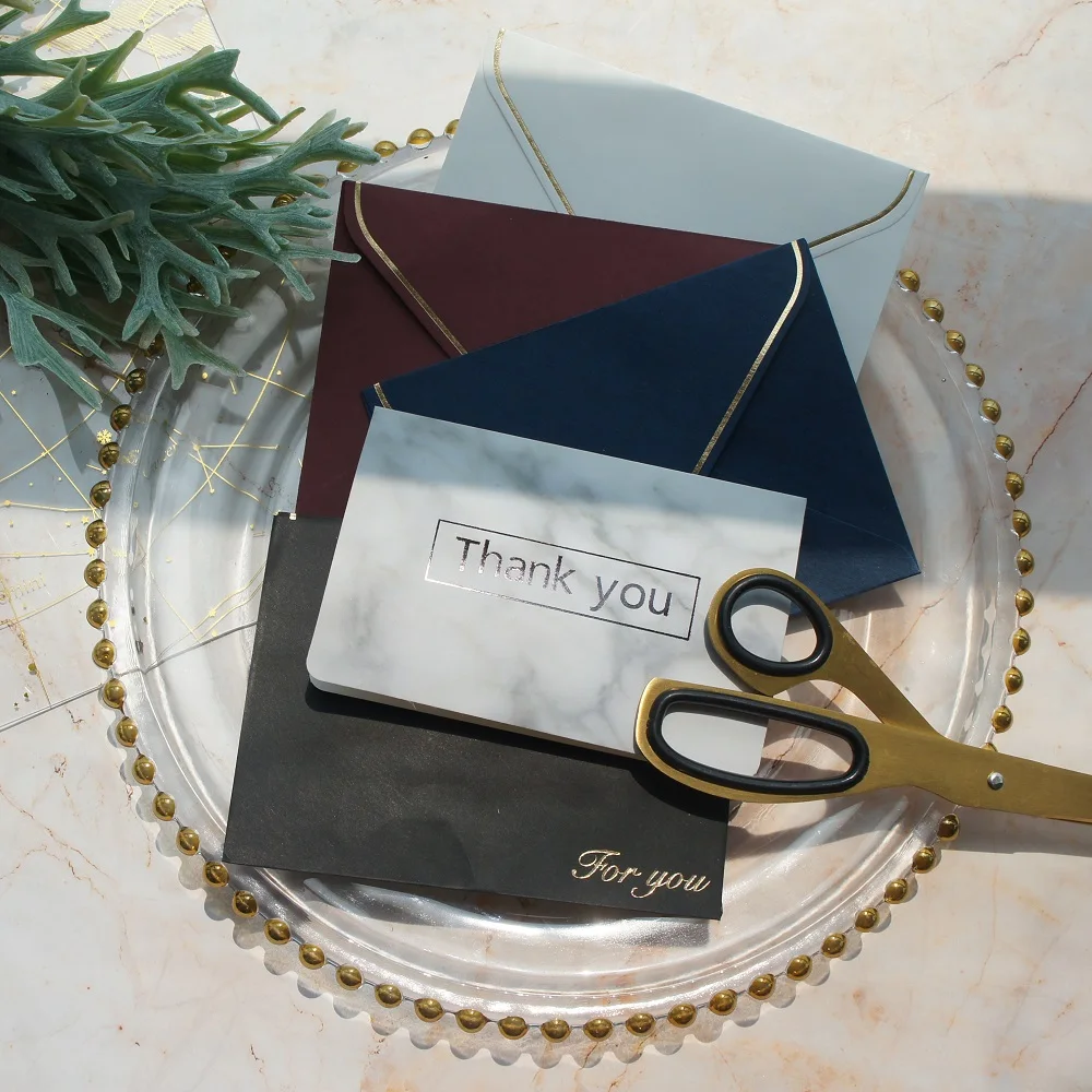 

25pcs Gray Marble Thank You Card Envelope As Greeting Card Wedding Birthday Party Invitation DIY Decor Gift Card