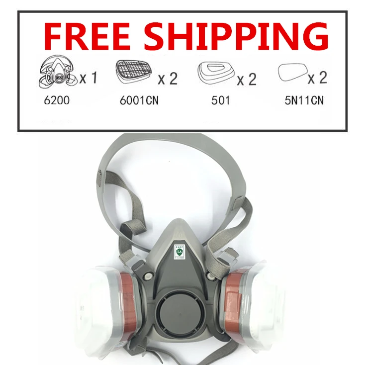 New 7 In 1 6200 Dust Gas Respirator Half Face Mask For Painting