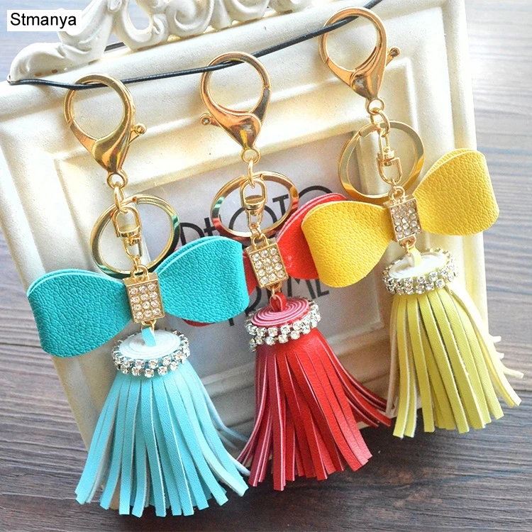 

Hot Tassel Key Chain Fashion Women Car keychain Bag Charm Accessories PU leather tassels Best Gift jewelry K1275