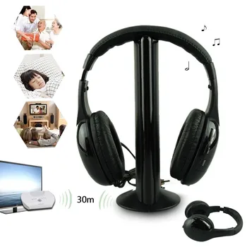 

20# Earphones Black 5IN1 Wireless Headphone Headsets With Built-in Microphone 3.5mm Deep bass Stereo Headset