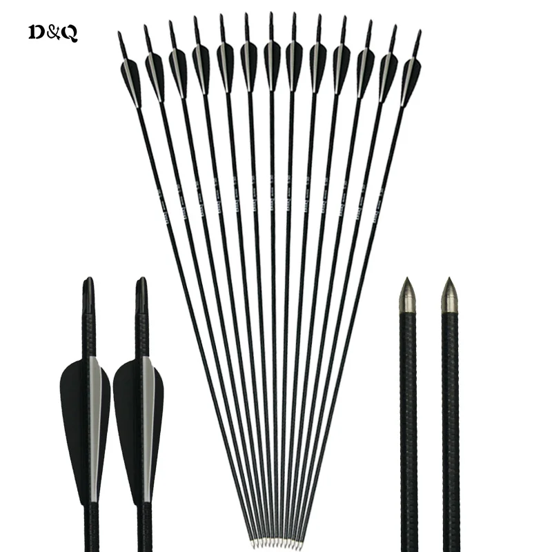 

12pcs 31 Inch OD 7.8mm Practice Fiberglass Arrows Archery for Compound Recurve Bow Hunting Shooting Sport Fixed Arrowhead Arrows