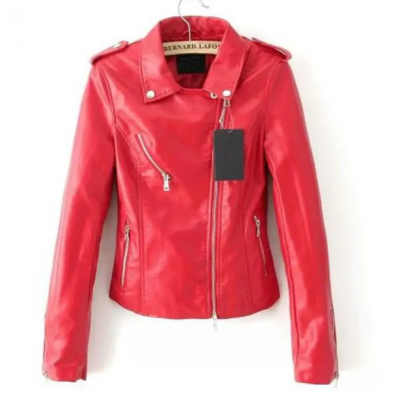 Fashion Biker Jacket Otoño Invierno Mujeres de Cuero