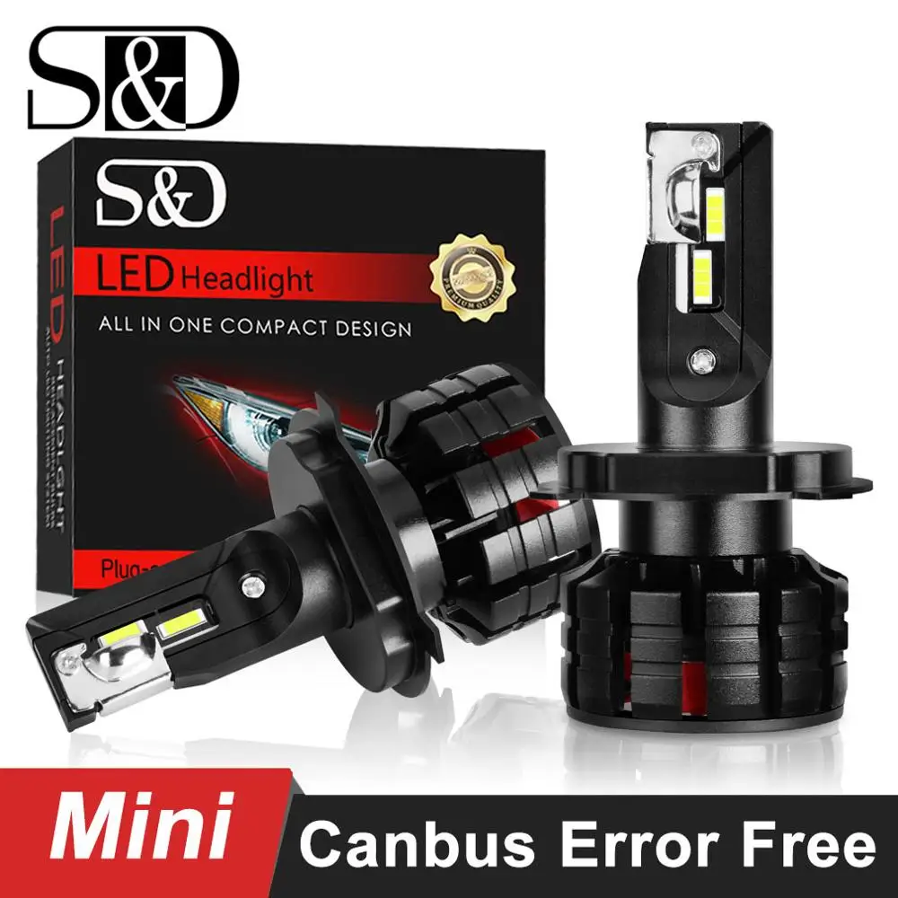 

2pcs H1 H4 H7 LED H11 H3 HB3 9005 HB4 9006 LED Car Headlight Bulbs Canbus Error Free 10000LM 6000K Mini Auto Headlamp 12V 24V
