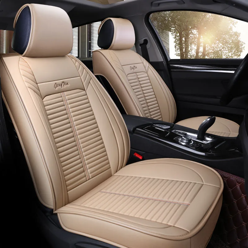 Сиденья для Защитные чехлы для сидений, сшитые специально для TOYOTA Corolla CHR RAV4 Yaris Avalon Avensis Reiz FORTUNER 4runner Land Cruiser Camry Pruis Auris FJ Cruiser - Название цвета: beige
