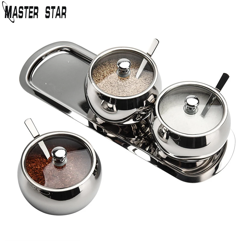 Master Star 3Pcs/set Spice Tins Good Quality High Capable Drum Type Jar Container Condiment Ingredient | Дом и сад