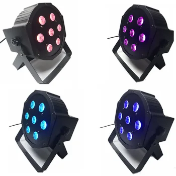 

2X LED Stage Light Effect 7x12W Ultraviolet Color Flat Par DMX512 DJ Disco Lamp KTV Bar Party Backlight Beam Projector Spotlight