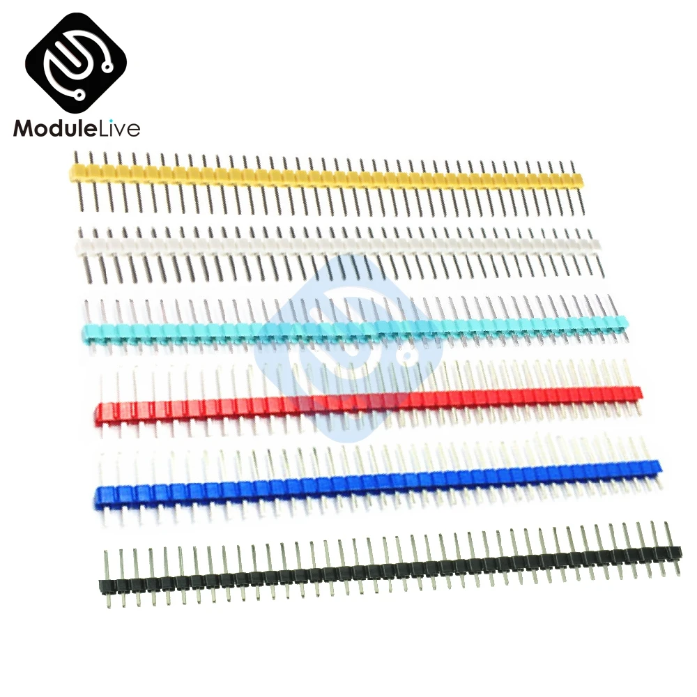 

10Pcs Diy Electronic Kit Single Row 40Pin 2.54mm Round Female Pin Header Yellow Black White Green Blue Red 2.54 mm