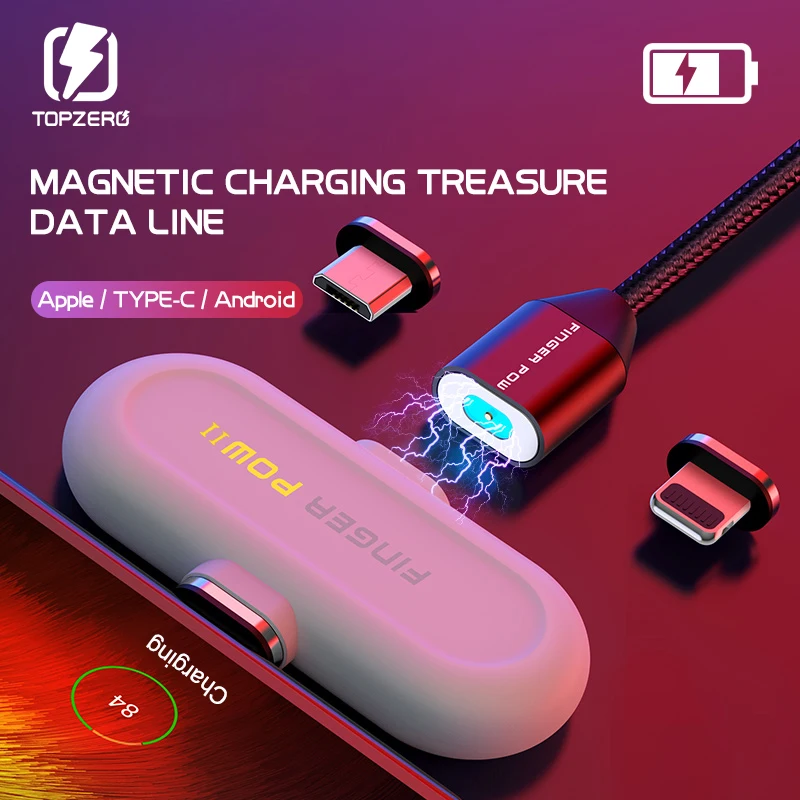 1100 mAh внешний аккумулятор для iPhone/Micro USB/Type C Магнитный USB кабель передачи данных