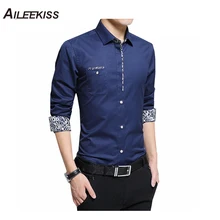 Для мужчин Slim Fit Solid Dress рубашки печати шить Мужской Повседневная рубашка с длинным рукавом плюс Размеры 4XL 5XL человек хлопок топ XT528