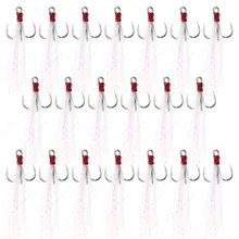 20 шт./лот рыболовные крючки с перьями со светящимися перьями#2/#4/#6/#8/#10 рыболовные терминальные снасти