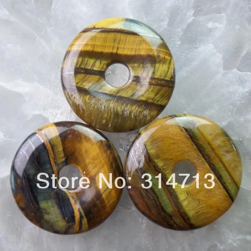 ZY020 3pcs Tiger Eye Gem Donut Pendant Bead 30x5mm | Украшения и аксессуары
