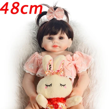 19inch Reborn Baby Doll vinyl silicone Infant Educational Beautiful girl Toys Kids gift real blue brown eyes Bebe Reborn doll 19inch Reborn Baby Doll vinyl silicone Infant Educational Beautiful girl Toys Kids gift real blue brown eyes Bebe Reborn doll