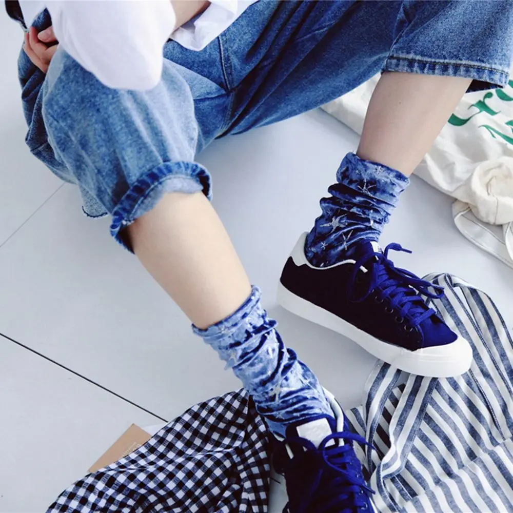 1Pair Fashion Women Girls Harajuku Funny Cute Rabbit Velvet Socks Winter Warm Soft Elastic Handmade Doll Shiny Stars Hosiery