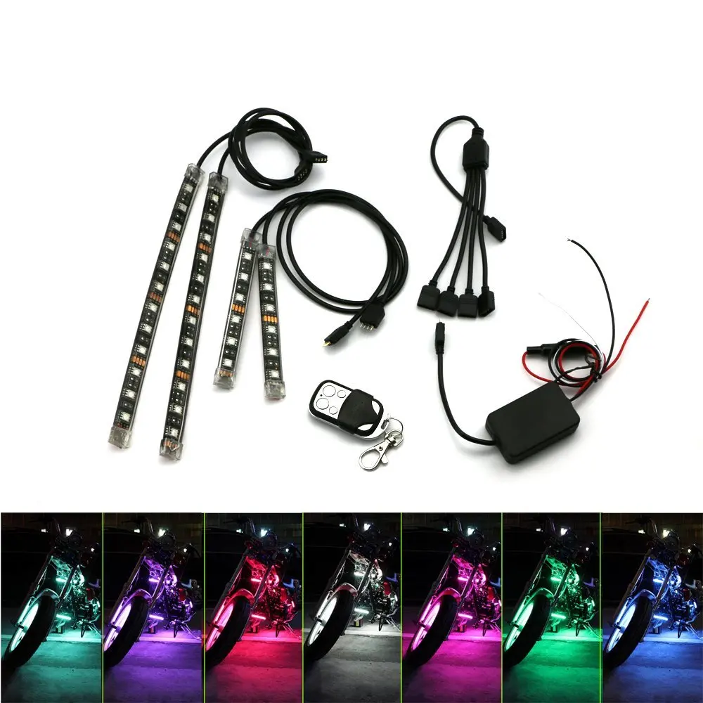Underglow Led Light Kit RF Wireless Multi Color RGB Knight Rider Ground Effect Flexible Strip