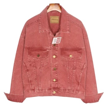 

denim jacket women 2019 spring new casual loose single breasted candy color bf style short jeans coat