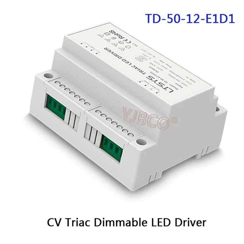 

Triac Push Dim TD-50-12-E1D1 50W 12VDC 4.2A constant voltage Triac Dimmable intelligent LED Driver,200-240VAC input,Output