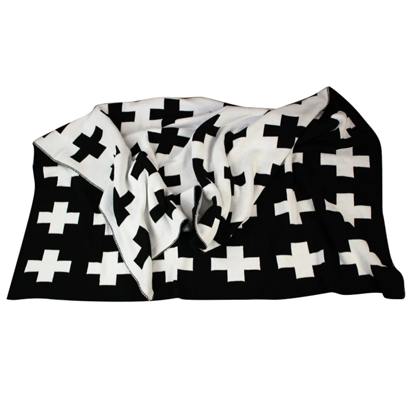 Baby Blanket Black White Cute Rabbit Swan Cross Knitted Plaid For Bed Sofa Bedding Stroller Blanket Bath Towels Play Mat Gift Baby Blanket Black White Cute Rabbit Swan Cross Knitted Plaid For Bed Sofa Bedding Stroller Blanket Bath Towels Play Mat Gift