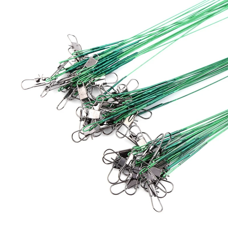 

72Pcs Fishing Lure Line Steel Front Wire Leader with Swivel Fishing Wire Leash Fishing Accessories 15/20/25Cm