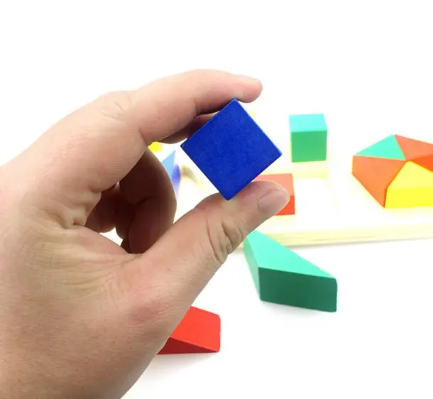 Деревянный дети блоки игрушки Монтессори материалы 3d геометрия Пазлы Развивающие игрушки для детей математике игрушки головоломки