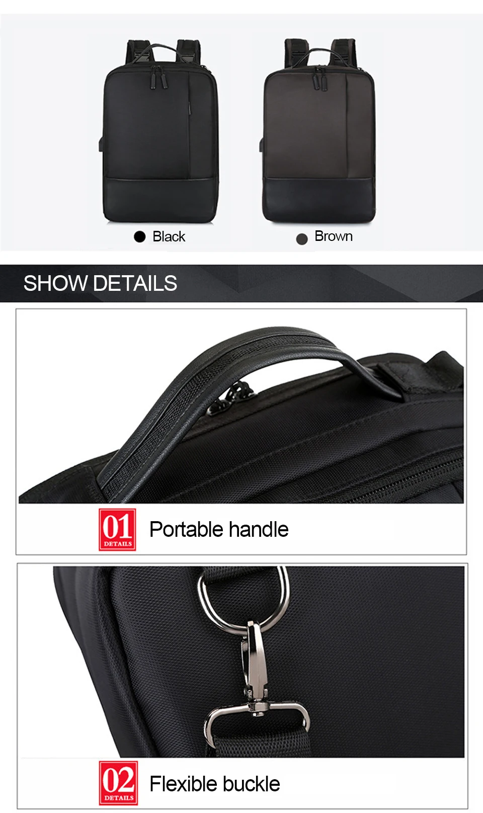 Business Backpack Men Laptop Backpacks 17'' 15.6 Inch Waterproof Male Bags USB Charging Back Pack Notebook Black Travel Bagpack (7)