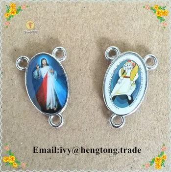 

Freeship cheap 100pcs religious rosary part centerpiece, rosary accessories center piece with epoxy Divine Mercy icons &images